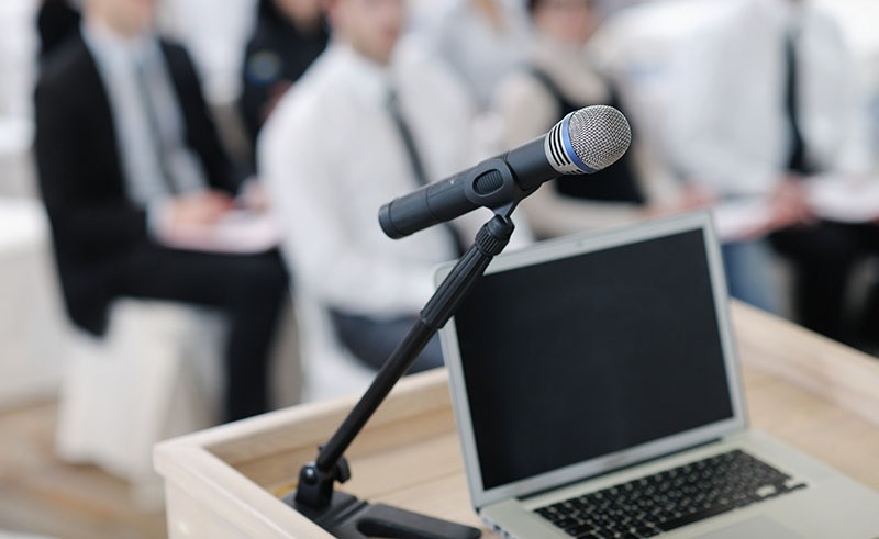 Podium and Microphone Podium and Microphone